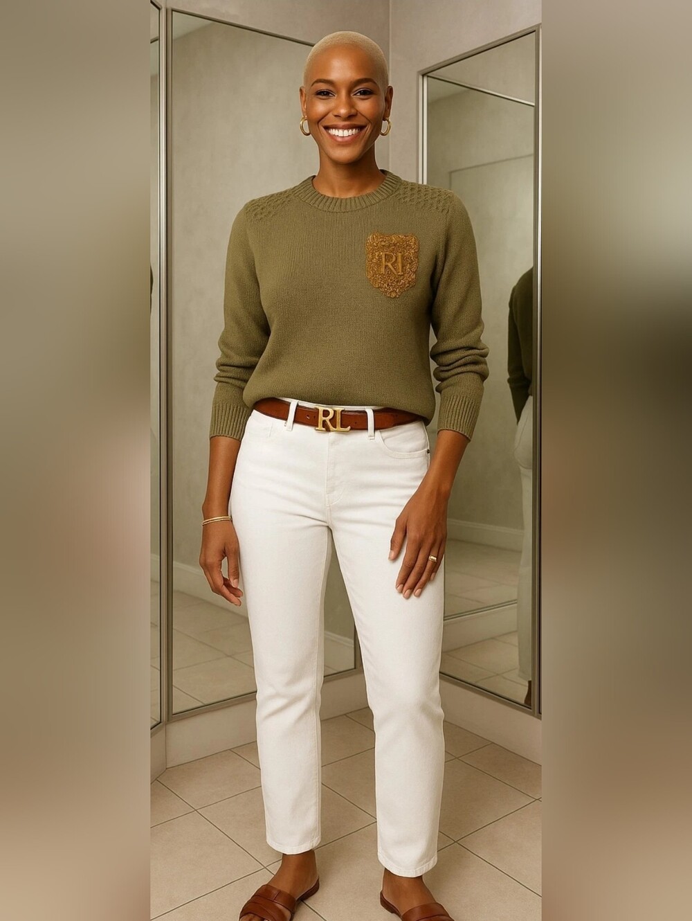 Ralph Lauren Slimming White Jeans Ankle Straight Stretch High-Rise 16W New
